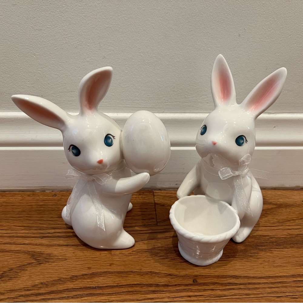 Target Ceramic Easter Bunnies Egg & Basket Set Of 2 Spritz 2023 Brand New